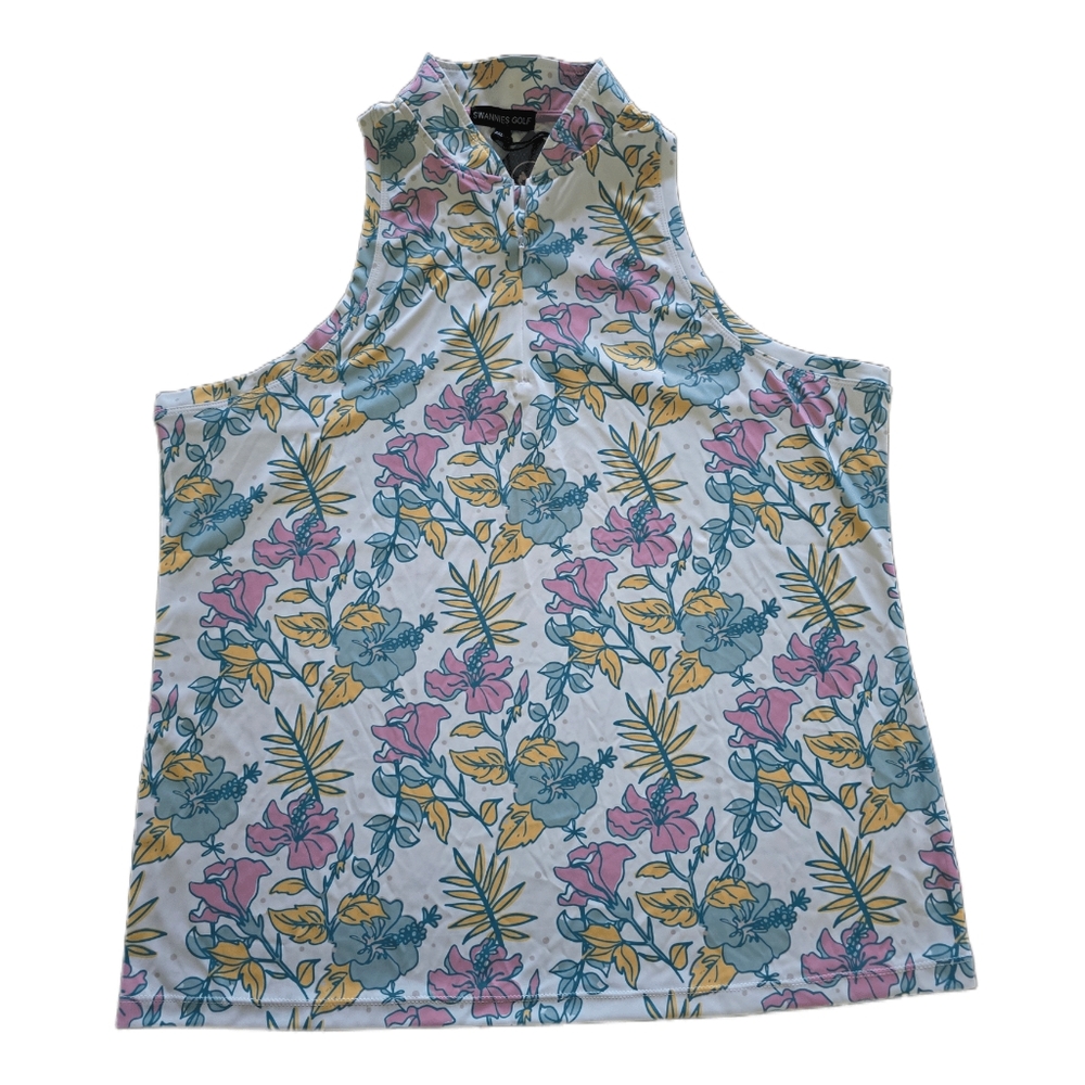 Swannies Hurley Tropical Print Golf Tank Top - XXL
